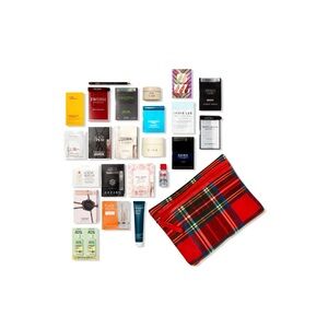Luxury Beauty Sample Set with Plaid Cosmetic Bag